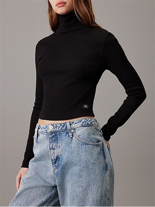 woven label rib rollneck CALVIN KLEIN JEANS | J20J224196BEH